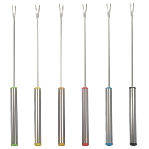 Aoserge 6 Pcs Stainless Steel Fondue Forks with Heat-Resistant Handles