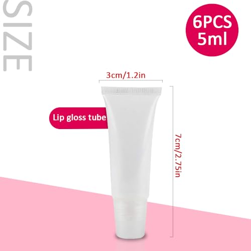 AMORIX 6 Pcs Refillable 5ml Clear Lip Gloss Tubes for DIY Cosmetic Squeeze