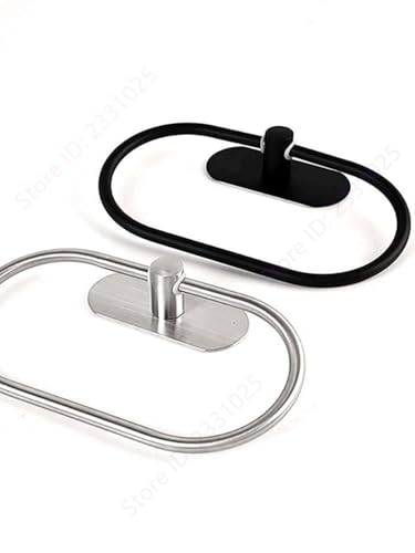 DEKMILE Matte Black Hand Towel Ring - Adhesive Wall Mounted Towel Holder