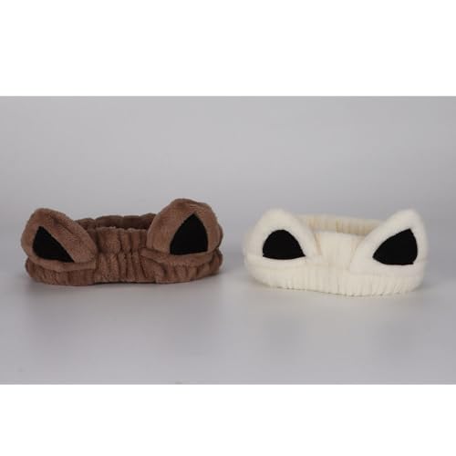 Cat Ears Spa Headband Soft Coral Fleece Makeup Headband 2 Pack