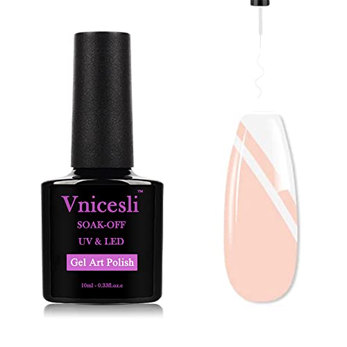 Vnicesli White Nail Art Gel Liner Polish with Built-in Brush 10ml