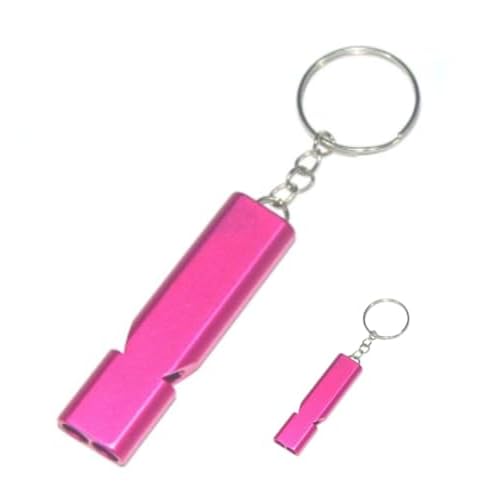 4Pcs Pink Aluminum Alloy Whistle Camping Supplies Double Tube Emergency Whistles Clear Loud Sound Compact Size Portable Corrosion-Resistant Safety Survival Camping Signal Whistles Camping and Hiking