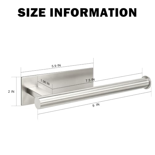 Livabber 9-Inch Self-Adhesive Hand Towel Holder, Brushed Nickel Stainless Steel