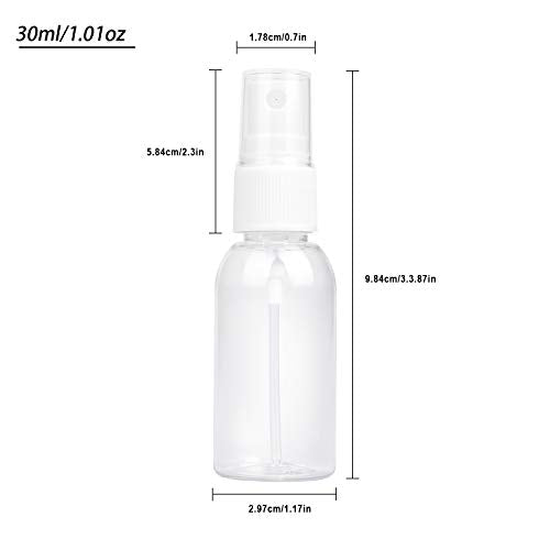 6 Pack Clear Plastic Fine Mist Spray Bottles 30ml Refillable Travel Size