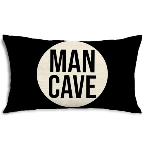 Funny Man Cave Lumbar Pillow Cover - 12x20 inches Polyester