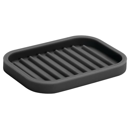 iDesign Silicone Soap Dish for Kitchen & Bathroom - Black