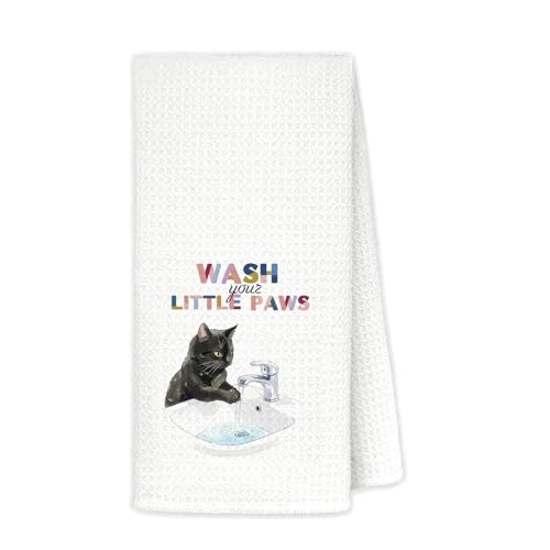Cute Black Cat Hand Towels for Bathroom & Kitchen - 16x24 Inch Decorative Washcloths, Perfect for Cat Lovers & Gift-Giving