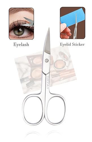 HAYAT Precision Curved Stainless Steel Eyebrow and Nose Hair Scissors