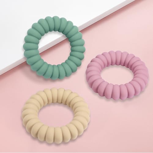 Silicone Baby Teether Rings with Rattle - 3 Pack Soothing Toys