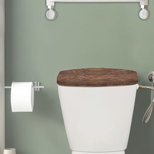 Brown Wood Board Print Toilet Tank Lid Cover - Elastic Protector