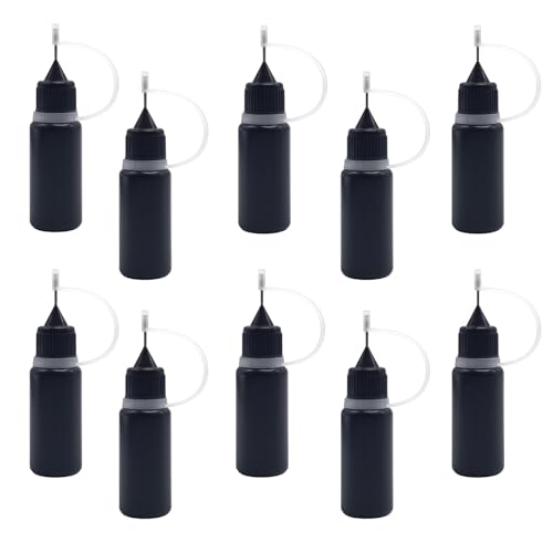 10 Pack 10ml Precision Tip Applicator Bottles with Metal Needle for Glue and Paint