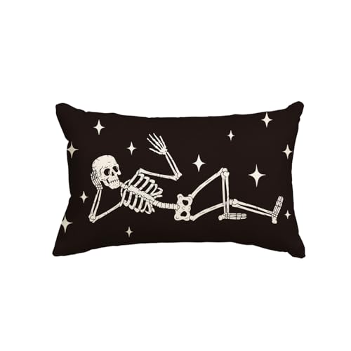AVOIN colorlife Halloween Skull Throw Pillow Cover, 12x20 Inch Farmhouse Case