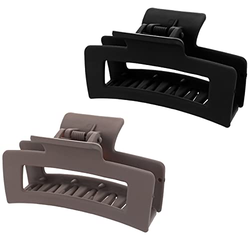 WLLHYF Square Hair Claw Clips 2-Piece Set Matte Non-Slip 3.5 Inch
