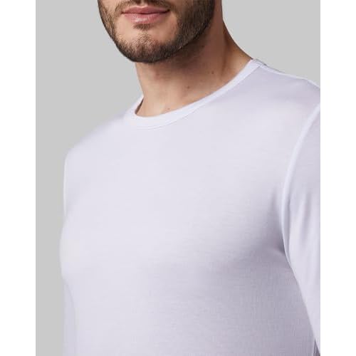 32 Degrees Heat Men's Lightweight Crew Base Layer Thermal Top | Form Fitting | Long Sleeve| 4-Way Stretch, White, X-Large