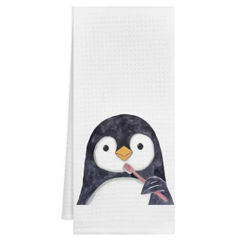 KAOWT Penguin Bathroom Hand Towels - Cute Animal Kids Gift, 16x24 Inches
