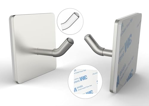 VIVII 6-Pack Stainless Steel Adhesive Hooks, Heavy Duty Wall Hangers