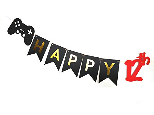 Video Game 12th Birthday Banner for Gamer Party Decorations
