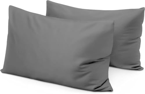 Egyptian Cotton Toddler Pillowcases 13x18, Dark Grey Set of 2