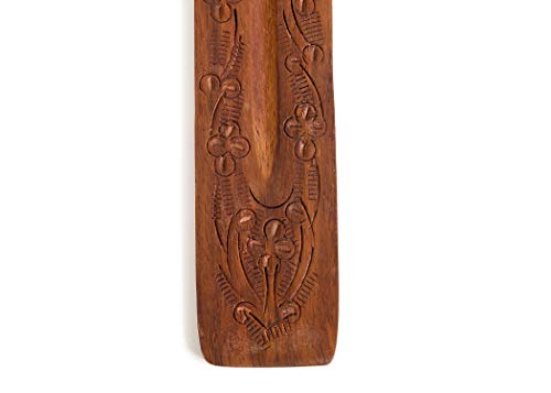 Handmade Wooden Incense Holder - Carved Ash Catcher, 10"