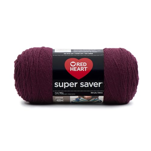 Red Heart Super Saver Yarn in Claret - 100% Acrylic, 364 Yards