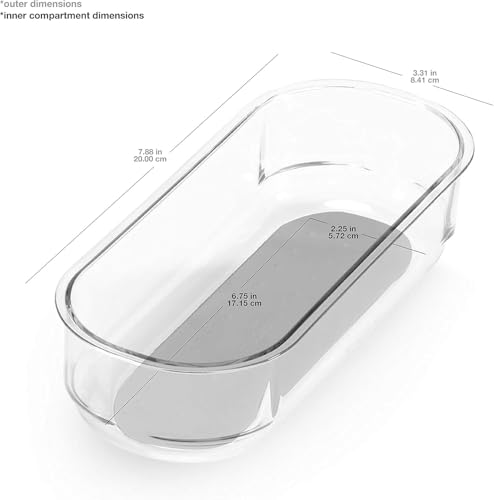 madesmart Clear Storage Bin, 8 x 3 Inch Multipurpose Drawer Organizer