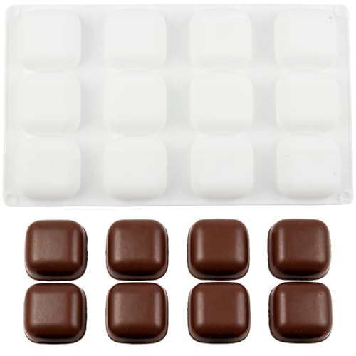 AIBOYA 12 Cavity Square Silicone Candy Mold & Chocolate Tray