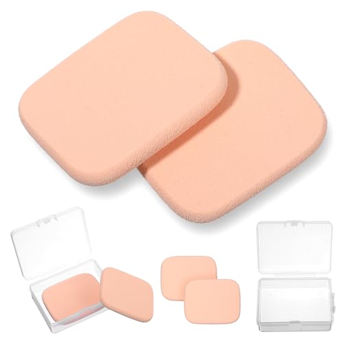 Aeaocvo 2 Pcs Rectangle Makeup Sponges with Case for Flawless Foundation