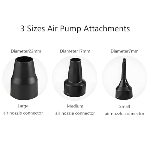 3-Pack Air Pump Nozzles for Inflatable Toys & Beds - 3 Sizes