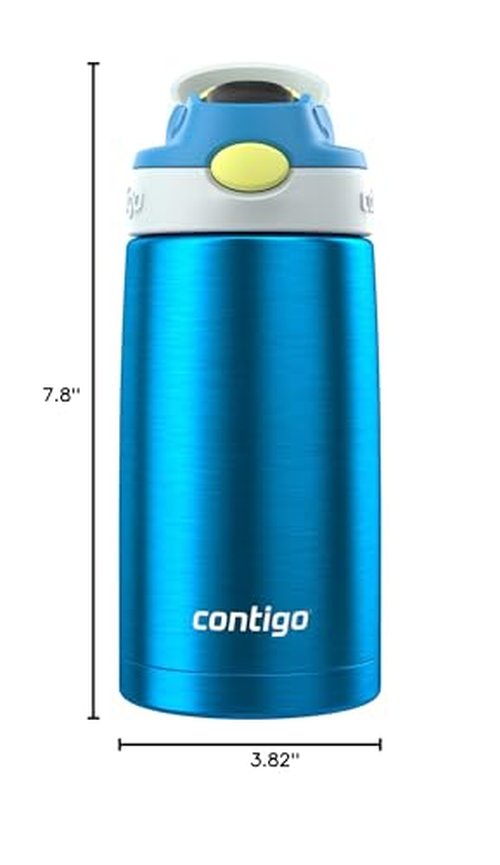 Contigo Autospout Water Bottle with Straw 13 oz Blue Poppy/Glacier