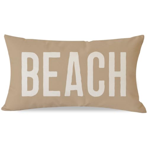 PANDICORN Summer Beach Throw Pillow Cover 12x20 Inch - Sand Beige