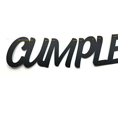 Feliz Cumpleaños Black Glitter Banner - Spanish Happy Birthday Decorations