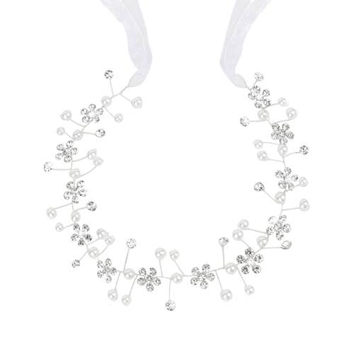 TIOSRU Silver Flower Girl Headpiece, Crystal Wedding Headband & Hair Vine