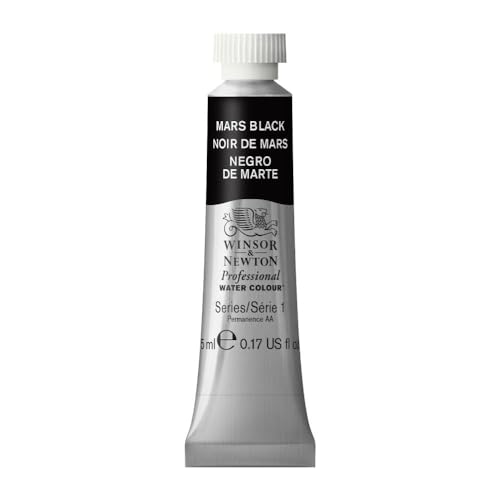Winsor & Newton Professional Watercolor Tube Mars Black 5ml - Opaque, Permanent, Bright Pigments