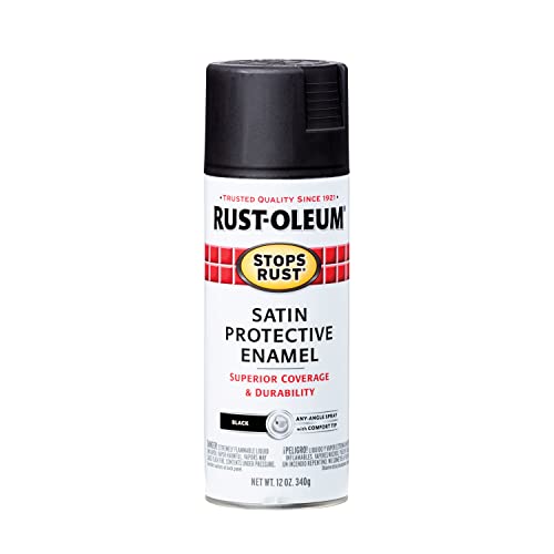 Rust-Oleum Stops Rust Satin Black Spray Paint, 12 oz - Durable Coating
