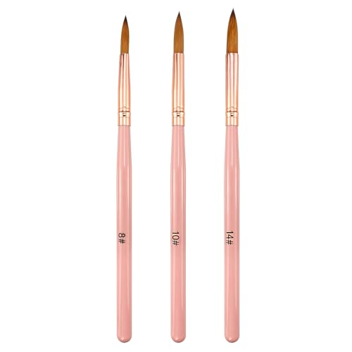 BlingKingdom Acrylic Nail Brush Set - Sizes 8, 10, 14 Nail Art Pens