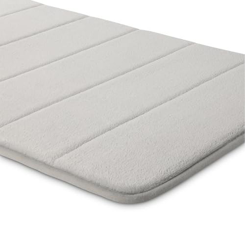 Amazon Basics 17x24 in Light Gray Absorbent Memory Foam Bath Mat, Non-Slip Backing, Quick-Dry