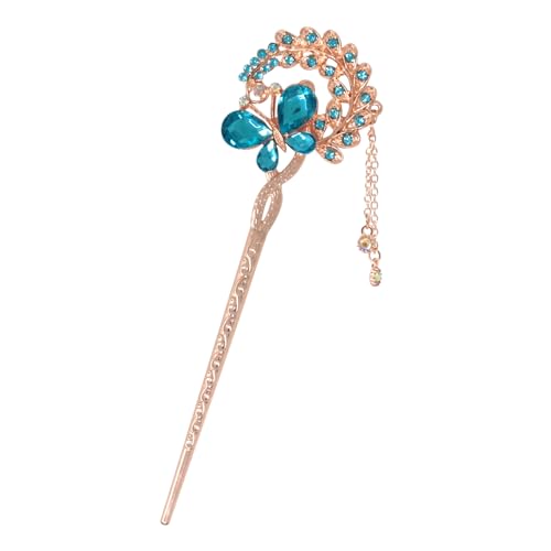 Honbay Traditional Chinese Blue Butterfly Hair Stick with Tassel