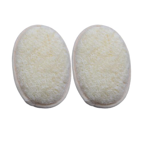 Natural Loofah Body Scrubber 2-Pack Exfoliating Bath Sponge with Terry Cloth