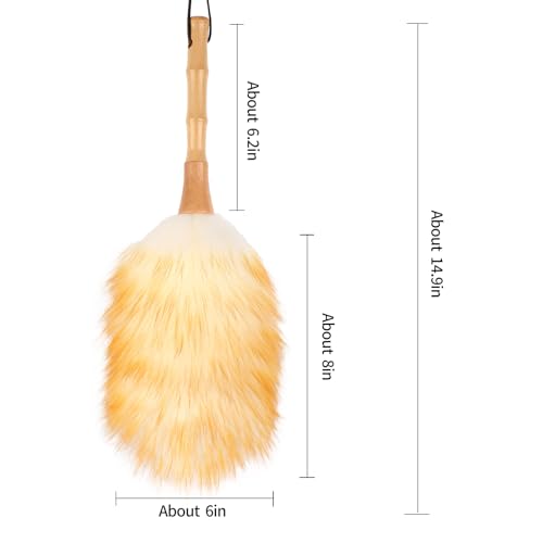 FeelfunFeather Lambswool Duster with Wooden Handle - 14.9 Inch