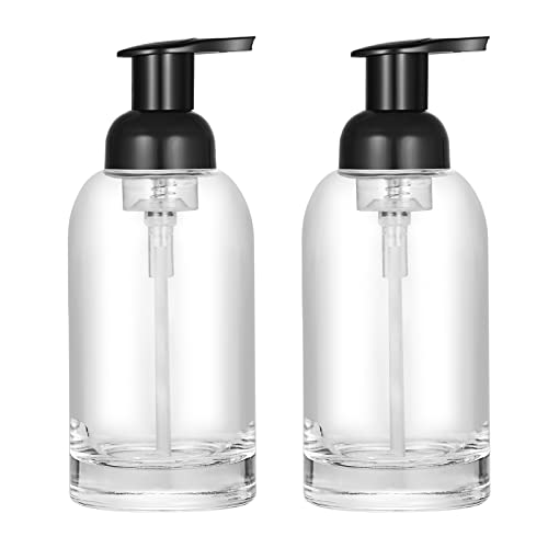 2 Pack Clear Glass Foaming Soap Dispenser - 13oz Durable Design