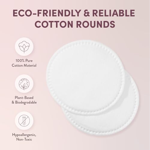 Éclat 100% Pure Cotton Rounds - Ultra Soft, Hypoallergenic & Lint-Free Pads (100 Count)