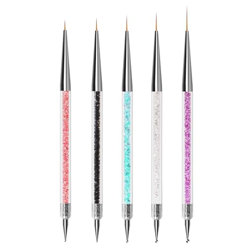 ZEOHBETY 5Pcs Nail Art Liner Brushes and Dotting Pen Tool Set
