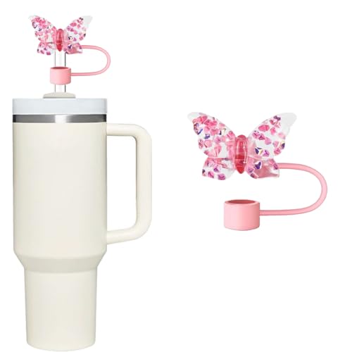 Pink Butterfly Silicone Straw Cover for Stanley Cup 40 & 30 Oz