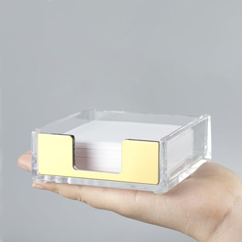 Gold Sticky Note Holder - Clear Acrylic Desk Organizer for 3x3 Notes