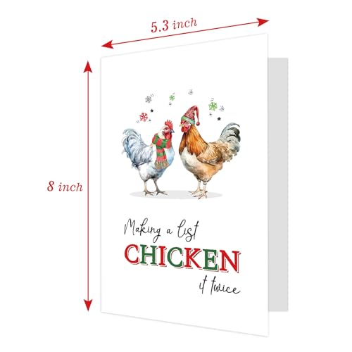 Funny Christmas Card with Envelopes - Hen Design, 8" x 5.3"