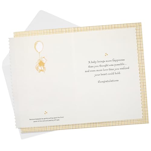 Hallmark Winnie the Pooh Baby Shower Card with Wooden Keepsake Ornament