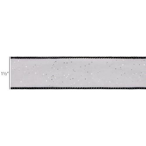 Offray 1.5" Wide Black Wired Cosmic Glitz Ribbon - 2 Spools, 6 Yards Total