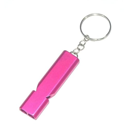 4Pcs Pink Aluminum Alloy Whistle Camping Supplies Double Tube Emergency Whistles Clear Loud Sound Compact Size Portable Corrosion-Resistant Safety Survival Camping Signal Whistles Camping and Hiking