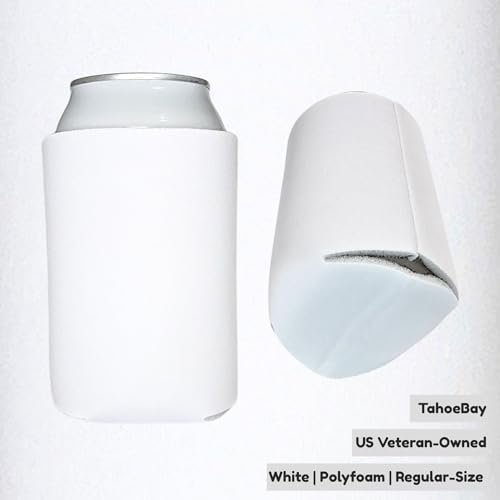 TahoeBay White Can Cooler Sleeves - 12 oz, 12-Pack, Bulk