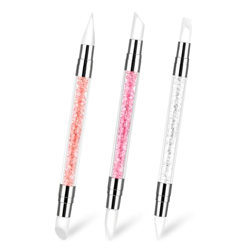 3 Pcs Dual Tipped Silicone Nail Art Brushes & Carving Pens